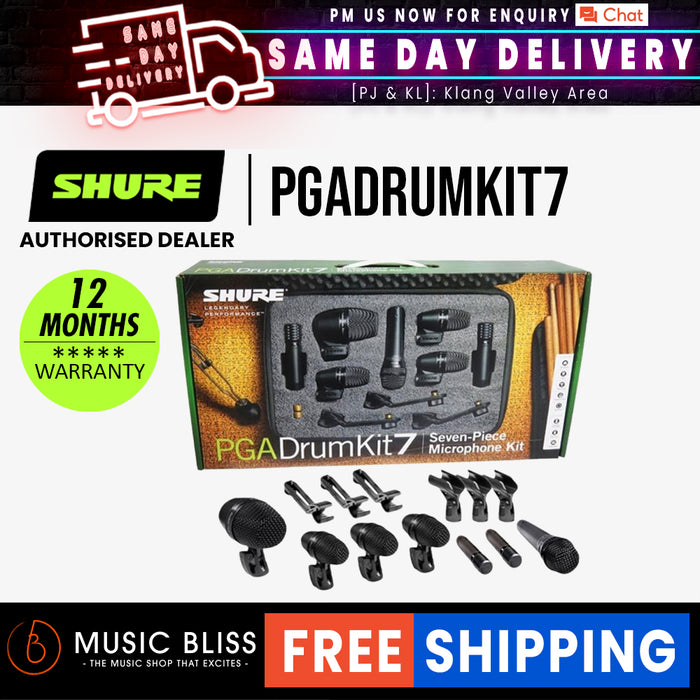 Shure PGADRUMKIT7 7-piece Drum Microphone Kit - Music Bliss Malaysia