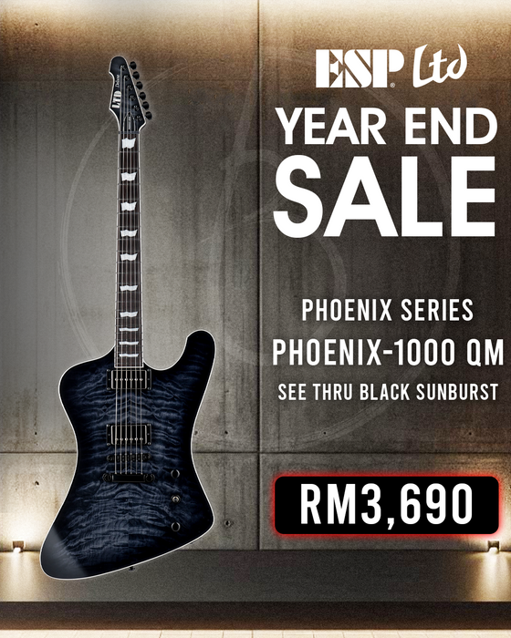 ESP LTD Phoenix-1000 QM Electric Guitar - See-thru Black Sunburst