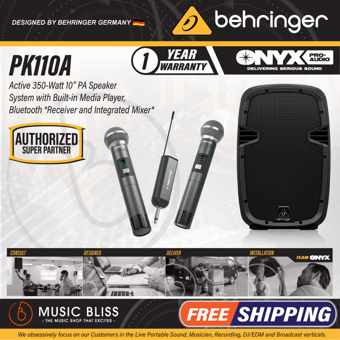 Behringer PK110A Active 350W 10" PA Speaker System with Bluetooth