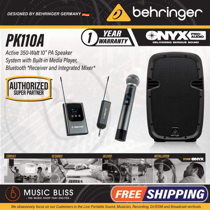 Behringer PK110A Active 350W 10" PA Speaker System with Bluetooth