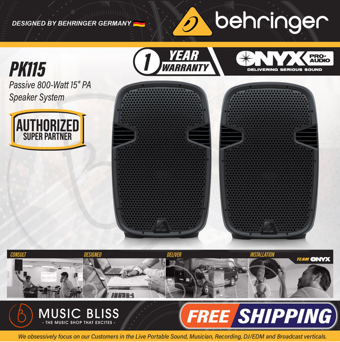 Behringer PK115 Passive 800-Watt 15" PA Speaker System - Pair - Music Bliss Malaysia