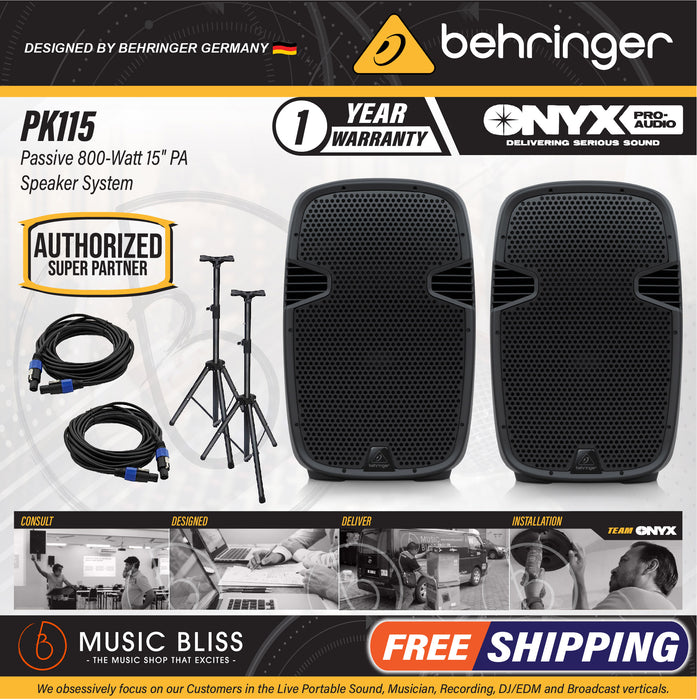 Behringer PK115 Passive 800-Watt 15" PA Speaker System - Pair - Music Bliss Malaysia