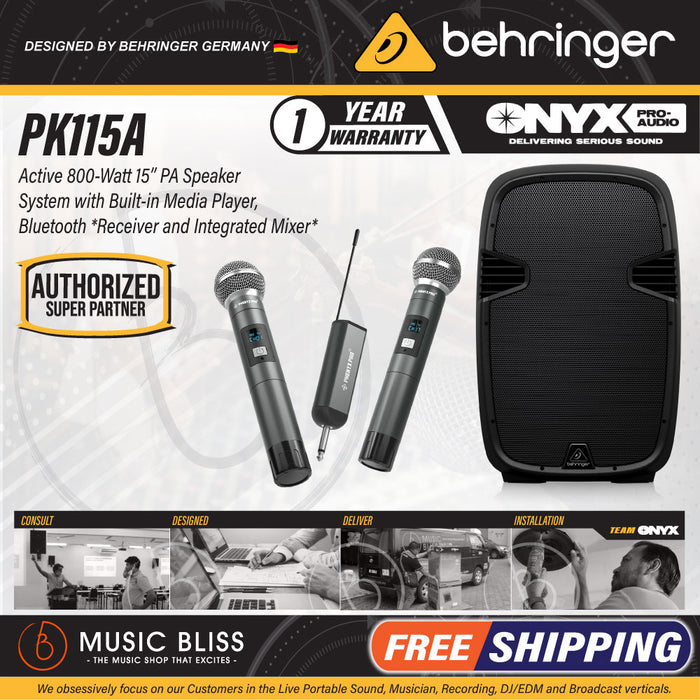 Behringer PK115A Active 800W 15" PA Speaker System with Bluetooth