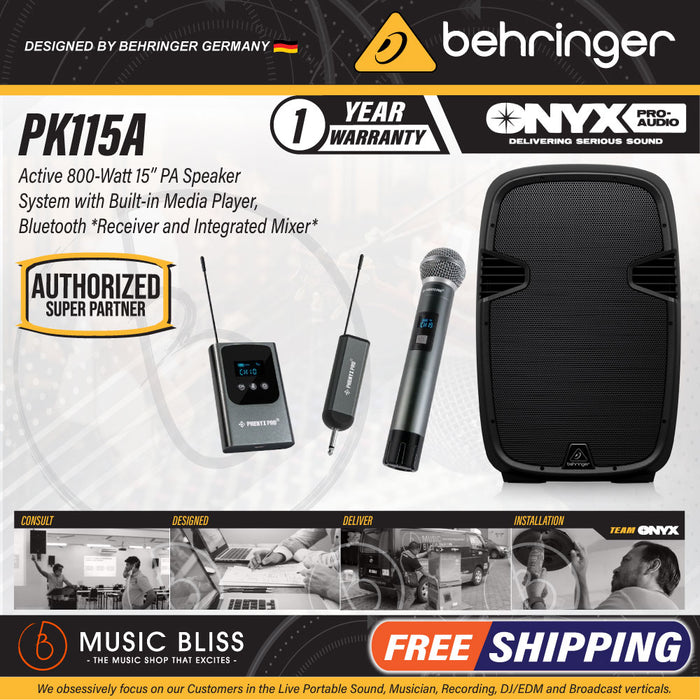 Behringer PK115A Active 800W 15" PA Speaker System with Bluetooth