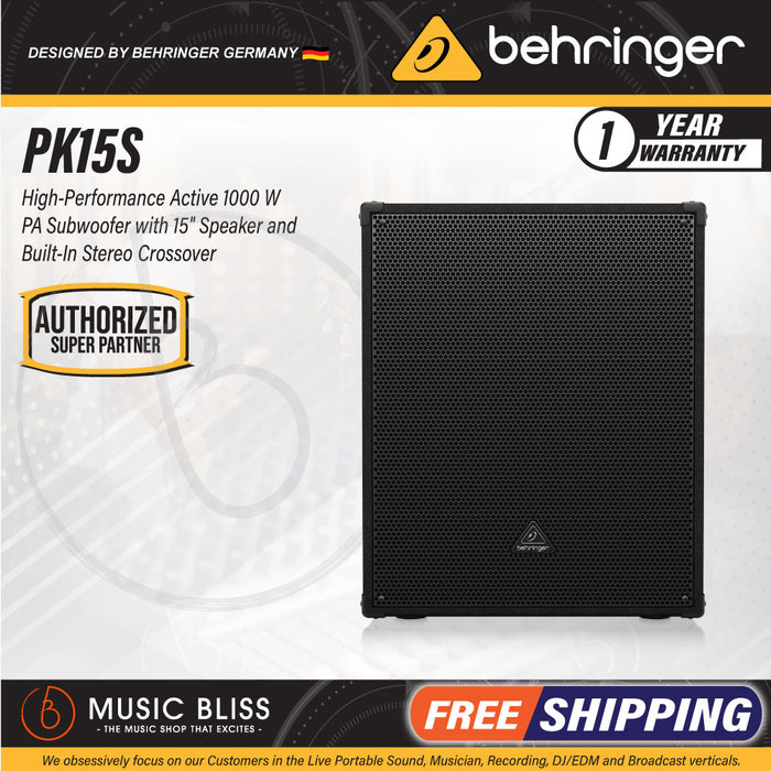Behringer PK15S 1000W 15-inch Active Subwoofer