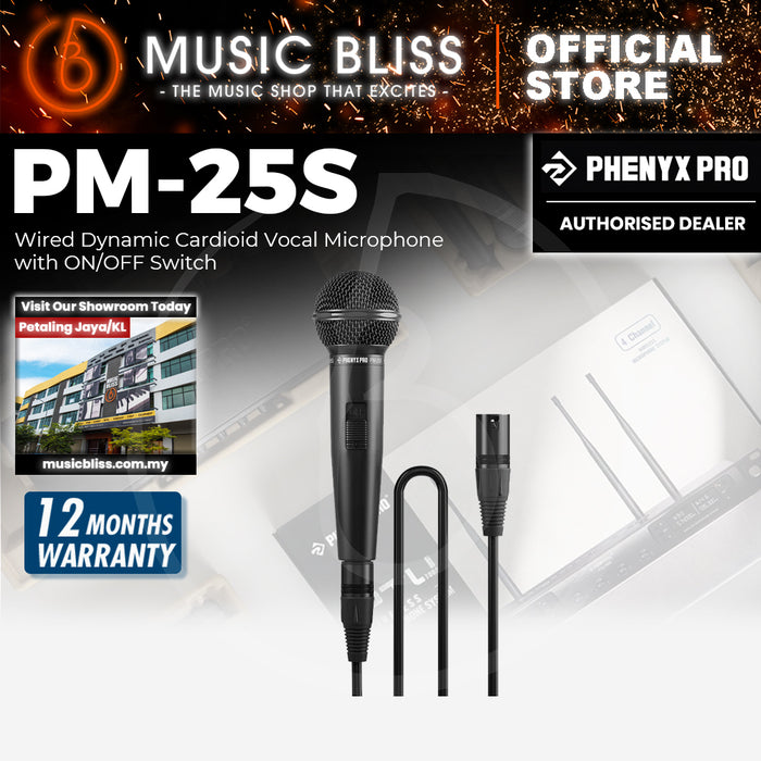 Phenyx Pro PM-25S Cardioid Dynamic Microphone with Switch (with cable and pouch)