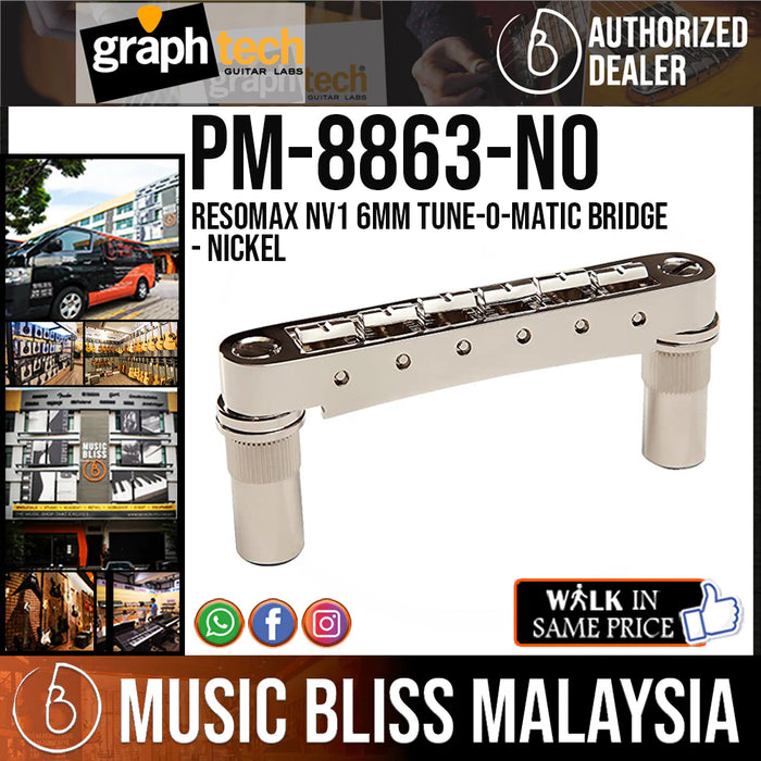 Graph Tech PM-8863-N0 ResoMax NV1 6mm Tune-O-Matic Bridge - Nickel - Music Bliss Malaysia