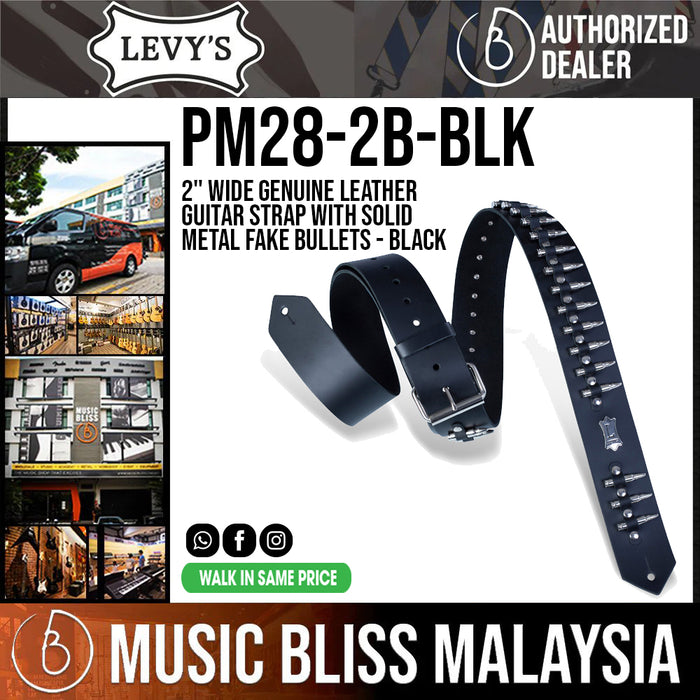 Levy's PM28-2B Genuine Leather Guitar Strap - Black - Music Bliss Malaysia
