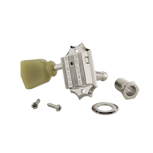 GIBSON ACCESSORIES VINTAGE TUNING MACHINE HEADS - NICKEL W/ GREEN BUTTONS (PMMH-010) - Music Bliss Malaysia