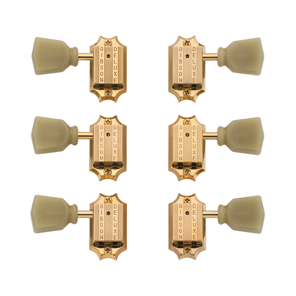 GIBSON ACCESSORIES VINTAGE TUNING MACHINE HEADS - GOLD W/ GREEN BUTTONS (PMMH-020) - Music Bliss Malaysia