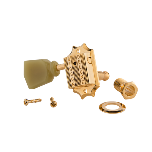 GIBSON ACCESSORIES VINTAGE TUNING MACHINE HEADS - GOLD W/ GREEN BUTTONS (PMMH-020) - Music Bliss Malaysia