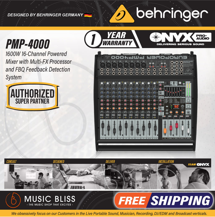 Behringer Europower PMP4000 16-channel 1600-Watt Powered Mixer - Music Bliss Malaysia