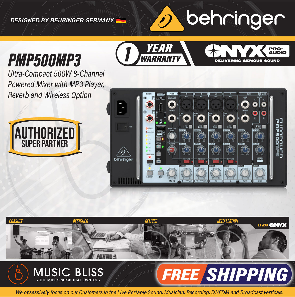 Behringer Europower PMP500MP3 8-channel 500W Powered Mixer (PMP