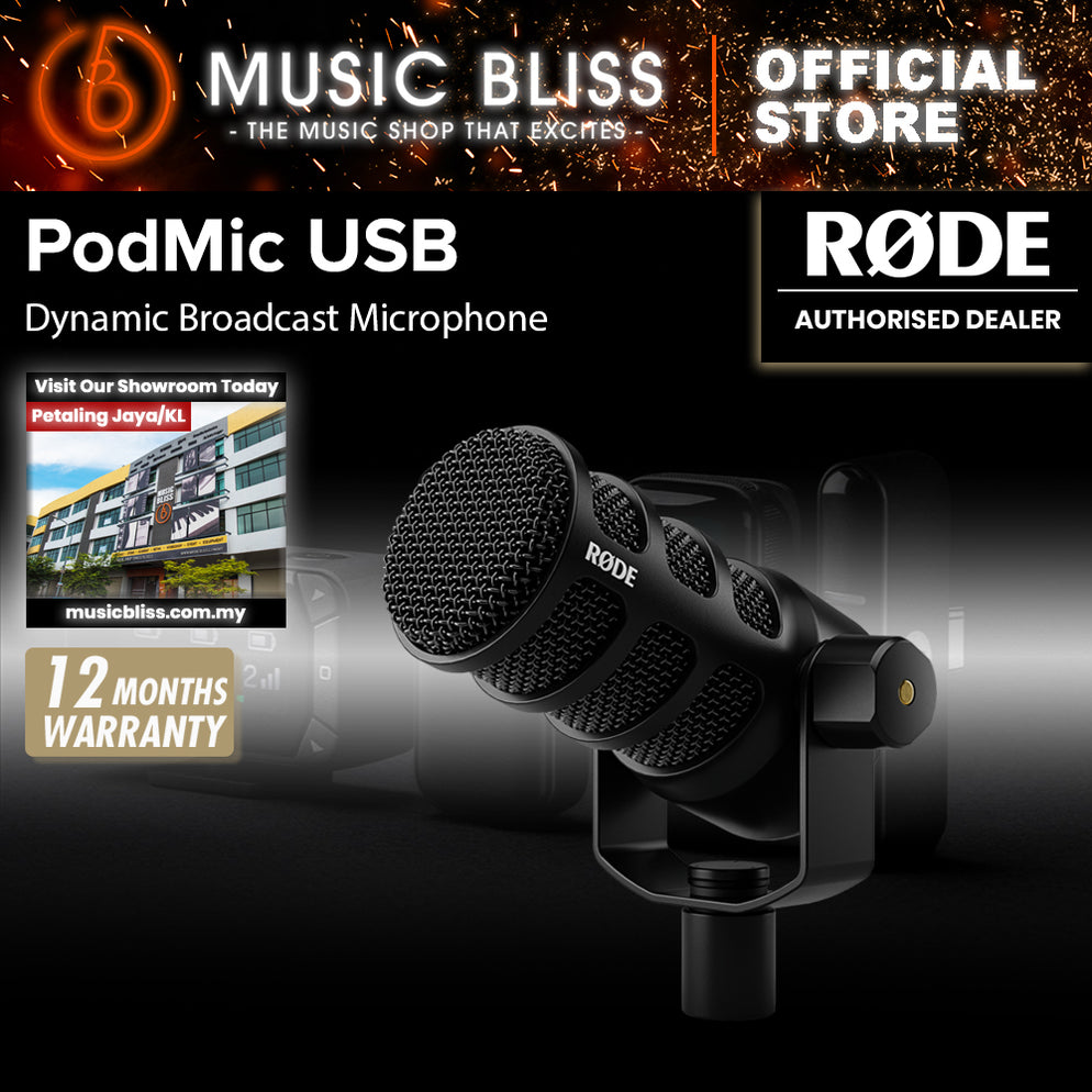 Rode PodMic USB and XLR Dynamic Broadcast Microphone | Music Bliss Malaysia