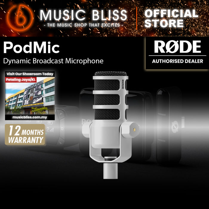 Rode PodMic Dynamic Broadcast Microphone - White [2 Years Warranty]