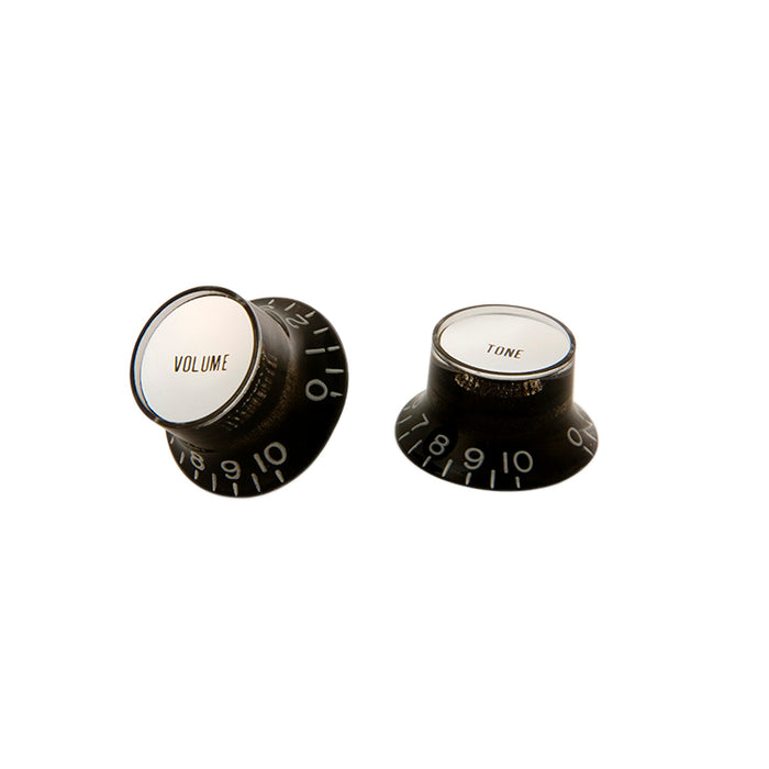 GIBSON ACCESSORIES TOP HAT KNOBS, 4PCS - BLACK W/ SILVER METAL INSERT (PRMK-010) - Music Bliss Malaysia