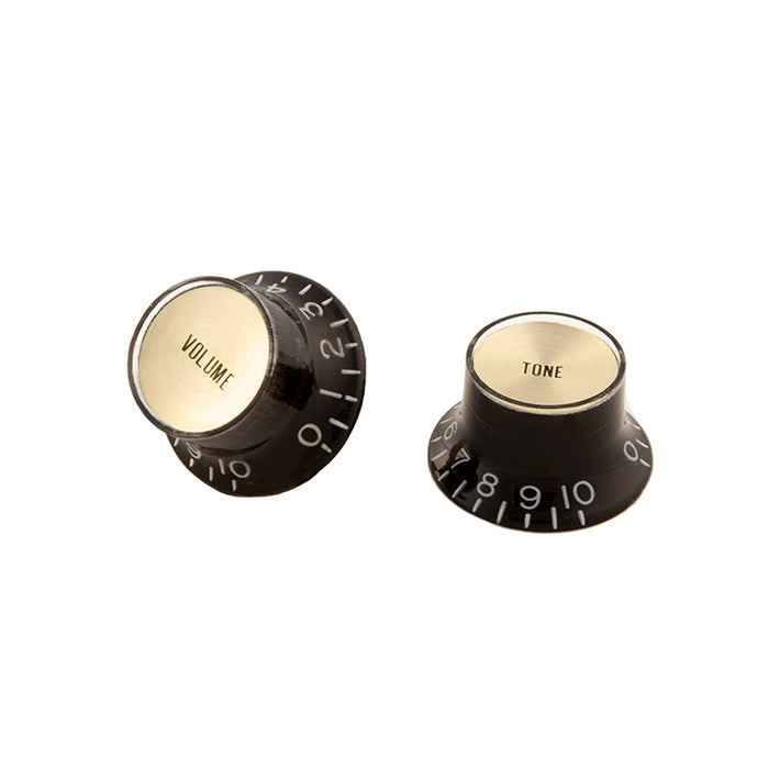 GIBSON ACCESSORIES TOP HAT KNOBS, 4PCS - BLACK W/ GOLD METAL INSERT (PRMK-020) - Music Bliss Malaysia