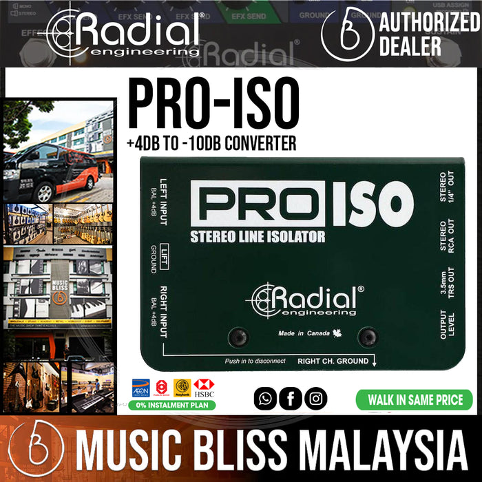 Radial Engineering Pro-Iso +4dB To -10dB Converter - Music Bliss Malaysia
