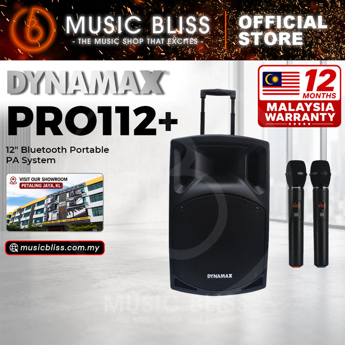 Dynamax PRO112+ 12" Bluetooth Portable PA System with UHF Wireless Mic