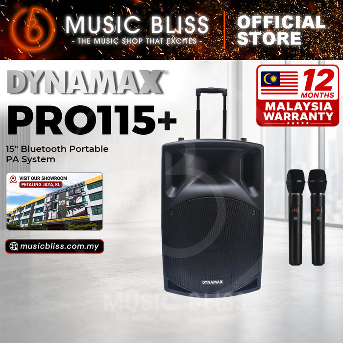 Dynamax PRO115+ 15" Bluetooth Portable PA System with UHF Wireless Mic