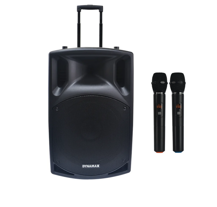 Dynamax PRO115+ 15" Bluetooth Portable PA System with UHF Wireless Mic