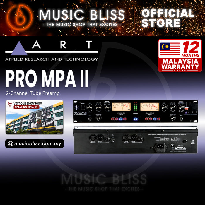 ART Pro MPA II 2-channel Tube Microphone Preamplifier with 48V Phantom Power and VU Metering