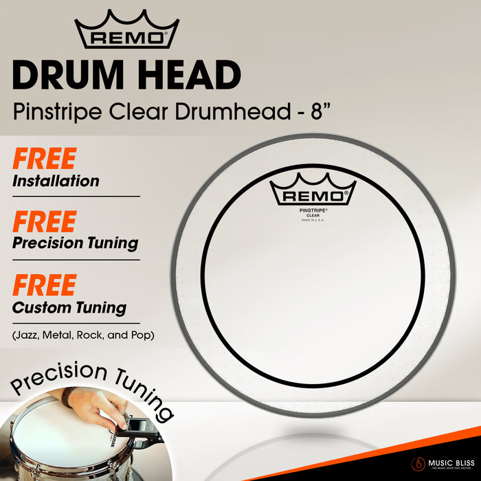Remo Pinstripe Clear Drumhead - 8" [Free In-Store Installation]