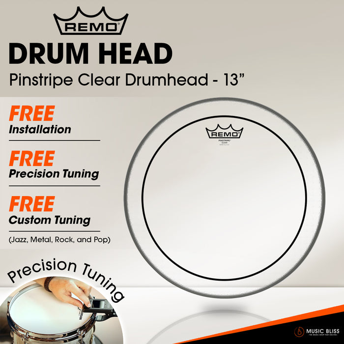 Remo Pinstripe Clear Drumhead (Available in sizes 6"-18") [Free In-Store Installation]