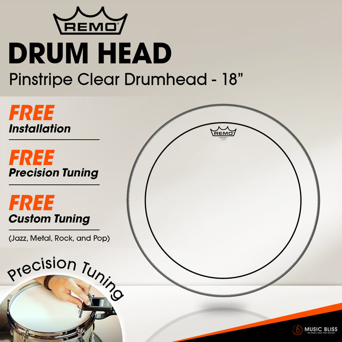 Remo Pinstripe Clear Drumhead - 18" [Free In-Store Installation]