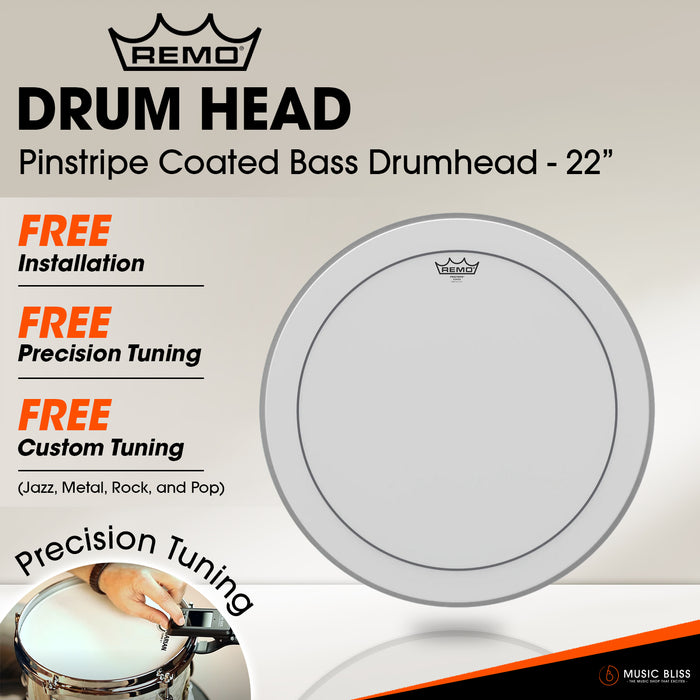 Remo Pinstripe Coated Bass Drumhead - 22" [Free In-Store Installation]