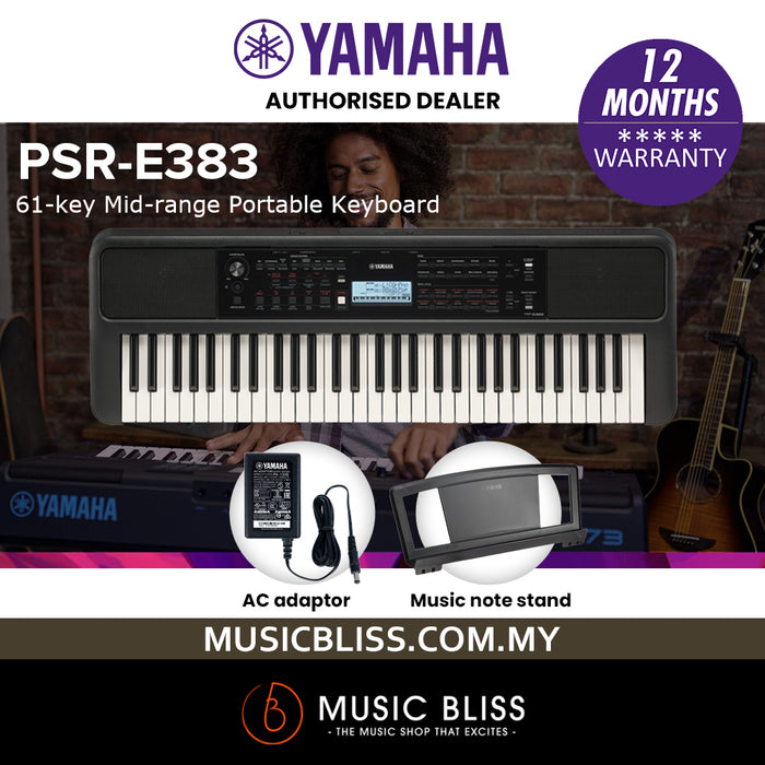 Yamaha Keyboards PSR-E383 61-Keys Portable Keyboard with Original ...