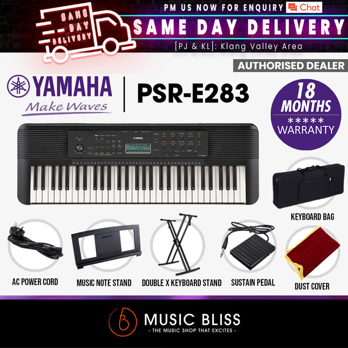 Yamaha Keyboards PSR-E283 61-Keys Portable Keyboard with Original Adapter - Music Bliss Malaysia