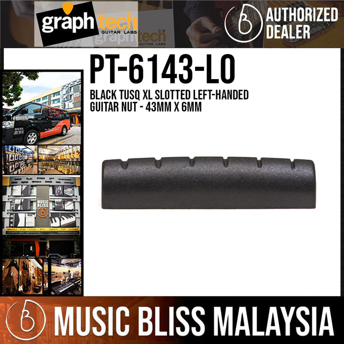 Graph Tech PT-6143-L0 Black TUSQ XL Slotted Left-handed Guitar Nut - 43mm x 6mm - Music Bliss Malaysia