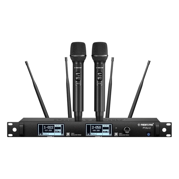 Phenyx Pro PTAU-2 Dual-Channel Advanced True Diversity Wireless Dynamic Microphone System
