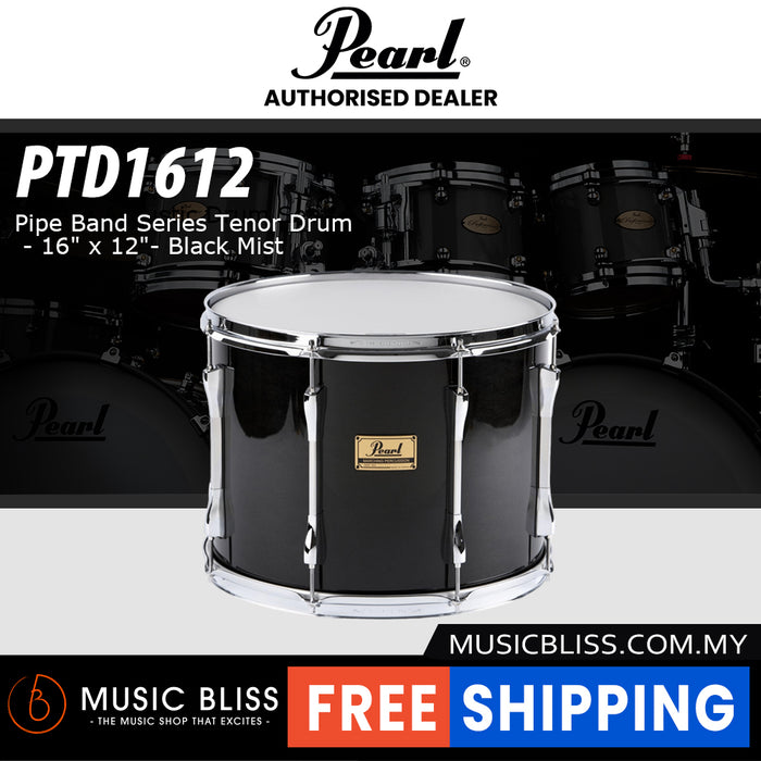 Pearl Pipe Band Series Tenor Drum - 16" x 12"- Black Mist