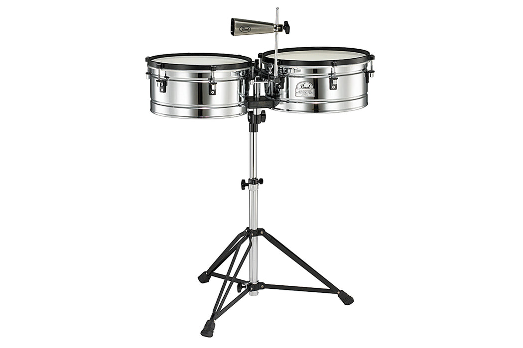 Pearl PTE-1415DX Primero Pro Steel Timbale Set With Stand