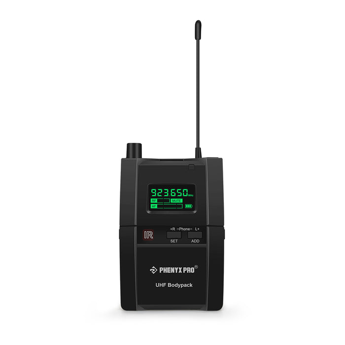 Phenyx Pro Best Budget Wireless PTM-10-1B Stereo Wireless in Ear Monitor System Bodypack Receiver, Performance with 89 Adjustable Frequencies, 500MHz