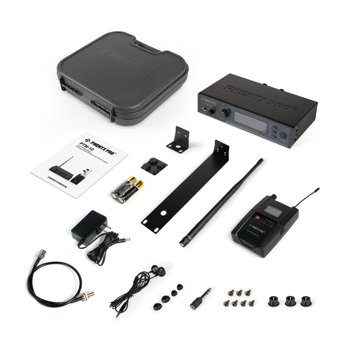 Phenyx Pro Best Budget Wireless PTM-10-1B Stereo Wireless in Ear Monitor System Bodypack Receiver, Performance with 89 Adjustable Frequencies, 500MHz