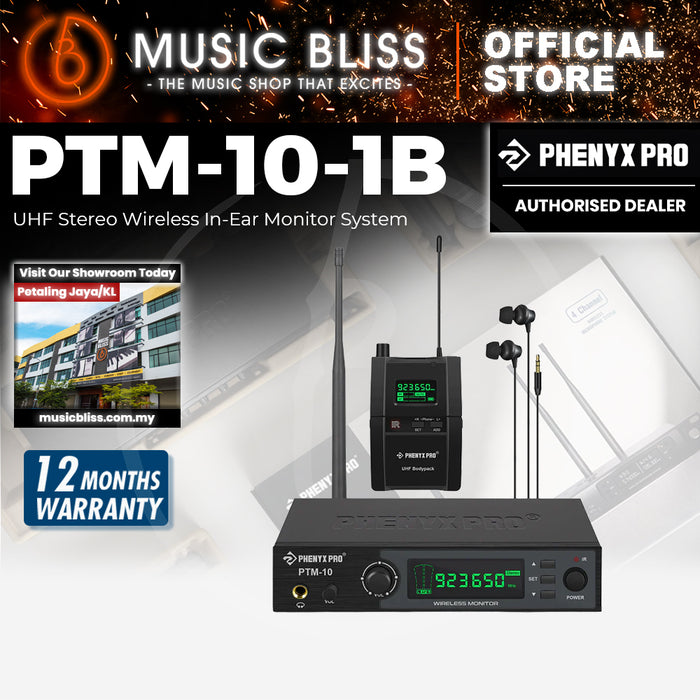 Phenyx Pro Best Budget Wireless PTM-10-1B Stereo Wireless in Ear Monitor System Bodypack Receiver, Performance with 89 Adjustable Frequencies, 500MHz