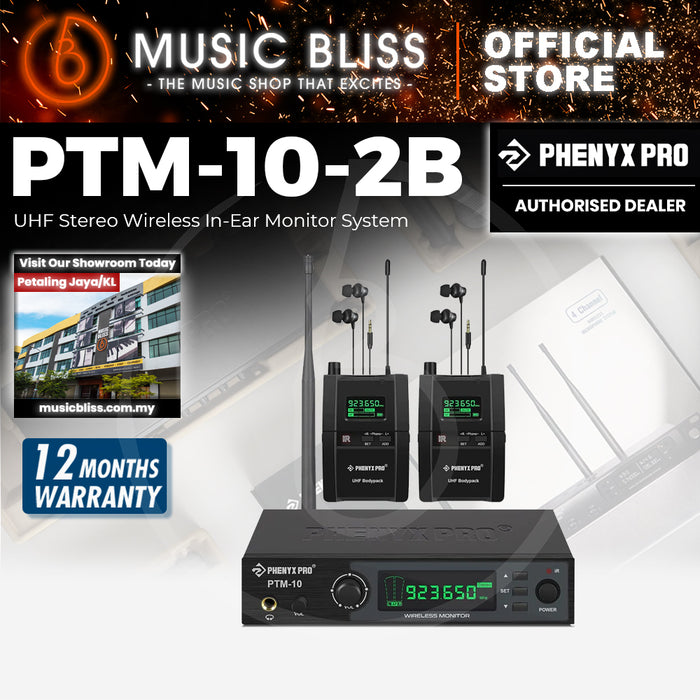 Phenyx Pro PTM-10-2B 500MHz UHF Stereo Wireless In-Ear Monitor System
