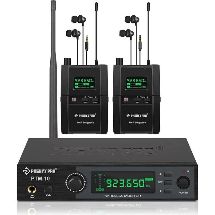Phenyx Pro PTM-10-2B 500MHz UHF Stereo Wireless In-Ear Monitor System