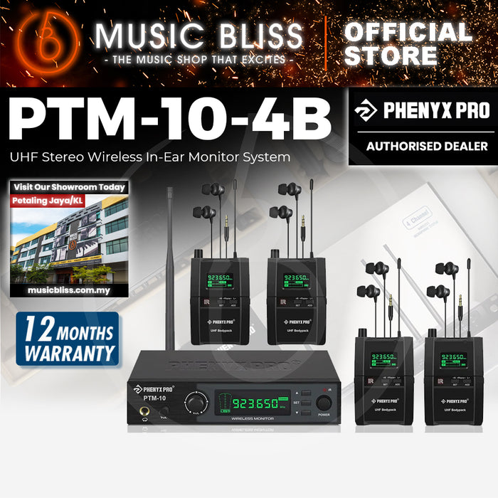 Phenyx Pro PTM-10-4B 500MHz UHF Stereo Wireless In-Ear Monitor System