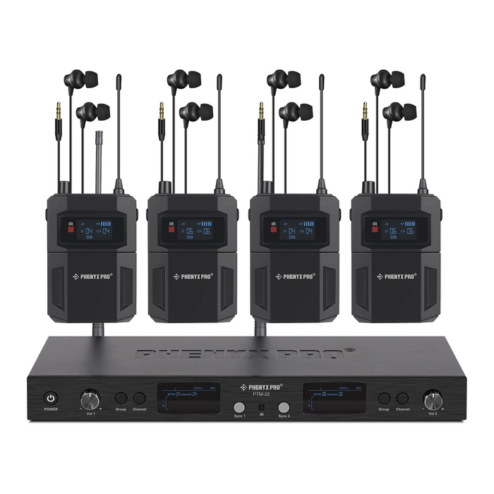 Phenyx Pro PTM-22-4B UHF Mono Wireless In-Ear Monitor System with 2 Loop Outputs