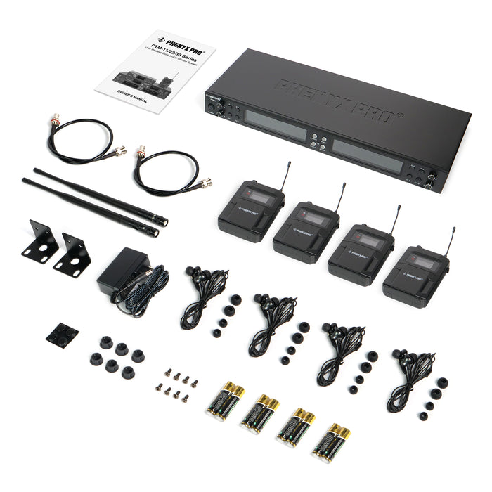 Phenyx Pro PTM-33-4B UHF Mono Wireless In-Ear Monitor System with 4 Bodypacks