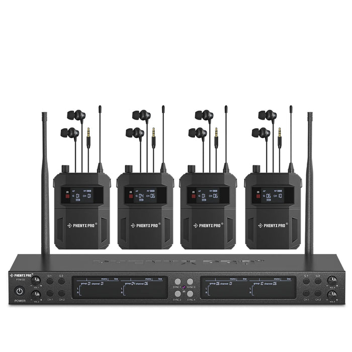 Phenyx Pro PTM-33-4B UHF Mono Wireless In-Ear Monitor System with 4 Bodypacks