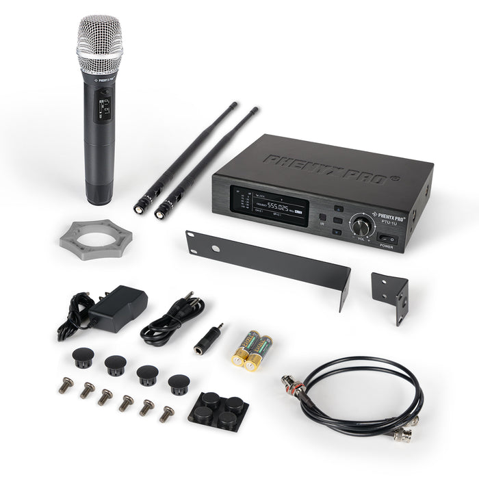 Phenyx Pro Best Budget Wireless PTU-1U-1H UHF Professional Dynamic Microphone, 328ft Range, Ideal for Singing, Stage & Studio