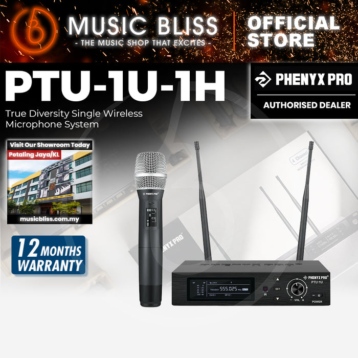 Phenyx Pro Best Budget Wireless PTU-1U-1H UHF Professional Dynamic Microphone, 328ft Range, Ideal for Singing, Stage & Studio