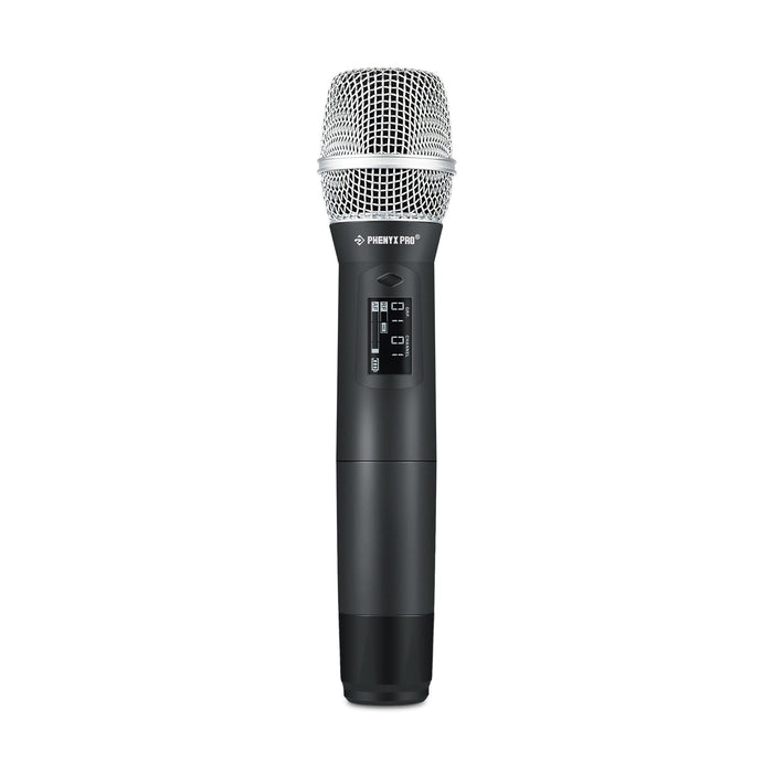 Phenyx Pro PTU-2U-1H1B Wireless Microphone System, True Diversity Dual Cordless Microphone Set w/UHF Handheld Microphone/Bodypack/Headset/Lapel Mics, Auto Scan, 2x1000 Channels for Stage & Studio