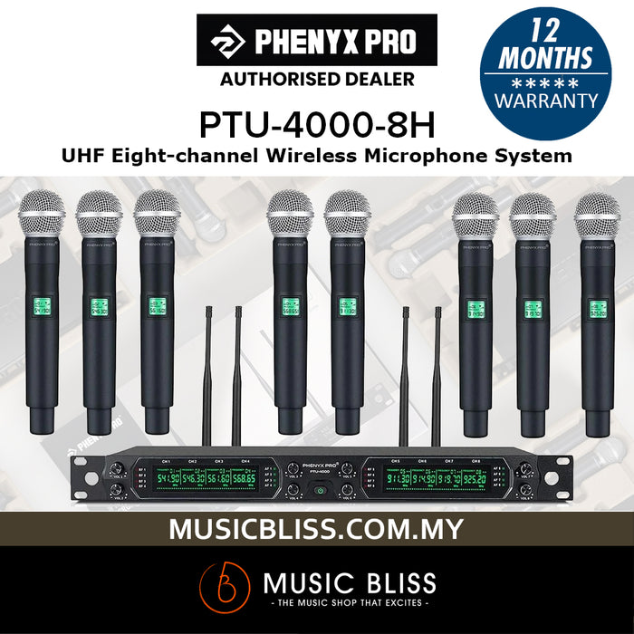 Phenyx Pro PTU-4000-8H UHF Fixed Frequency Eight-channel Wireless Microphone System