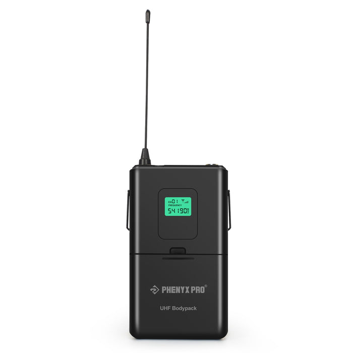 Phenyx Pro Best Budget Wireless PTU-5000-2H2B 4-Channel UHF Karaoke Wireless Microphone System, with 2x Handheld Microphone, 2x Bodypack 2x Headset Mic, 2x Lapel Mics, Fixed Frequency, 260ft Range, Ideal for Singing, Church, Karaoke
